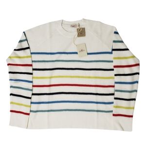 Faherty Throwback Sweater Cashmere Cotton Striped Crew Neck Sweater Medium NWT💙